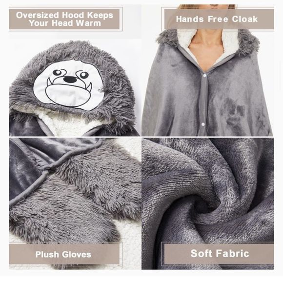 THREE POODLE Hoddie Blanket Bulldog - Picture 2 of 4